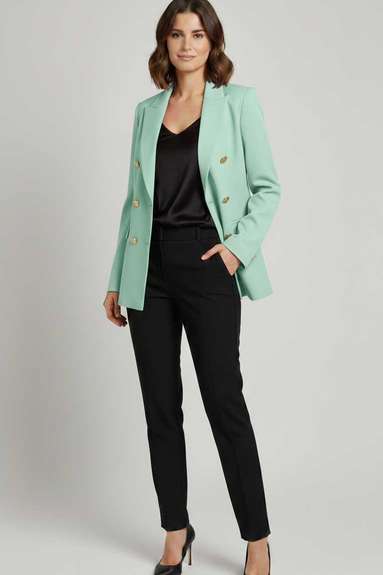 Giacca blazer tinta unita finto doppio petto ROMI4121 MENTA MARICLA 