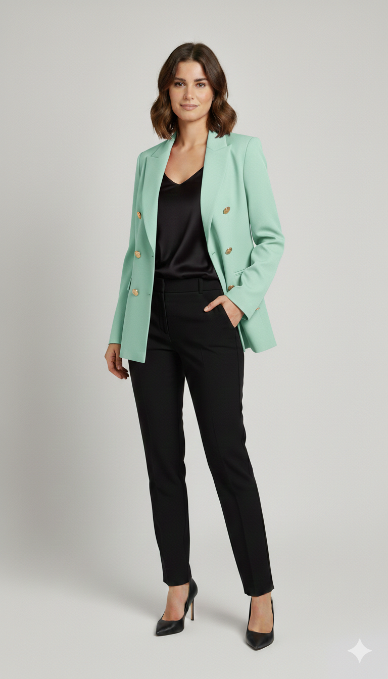 Giacca blazer tinta unita finto doppio petto ROMI4121 MENTA MARICLA 