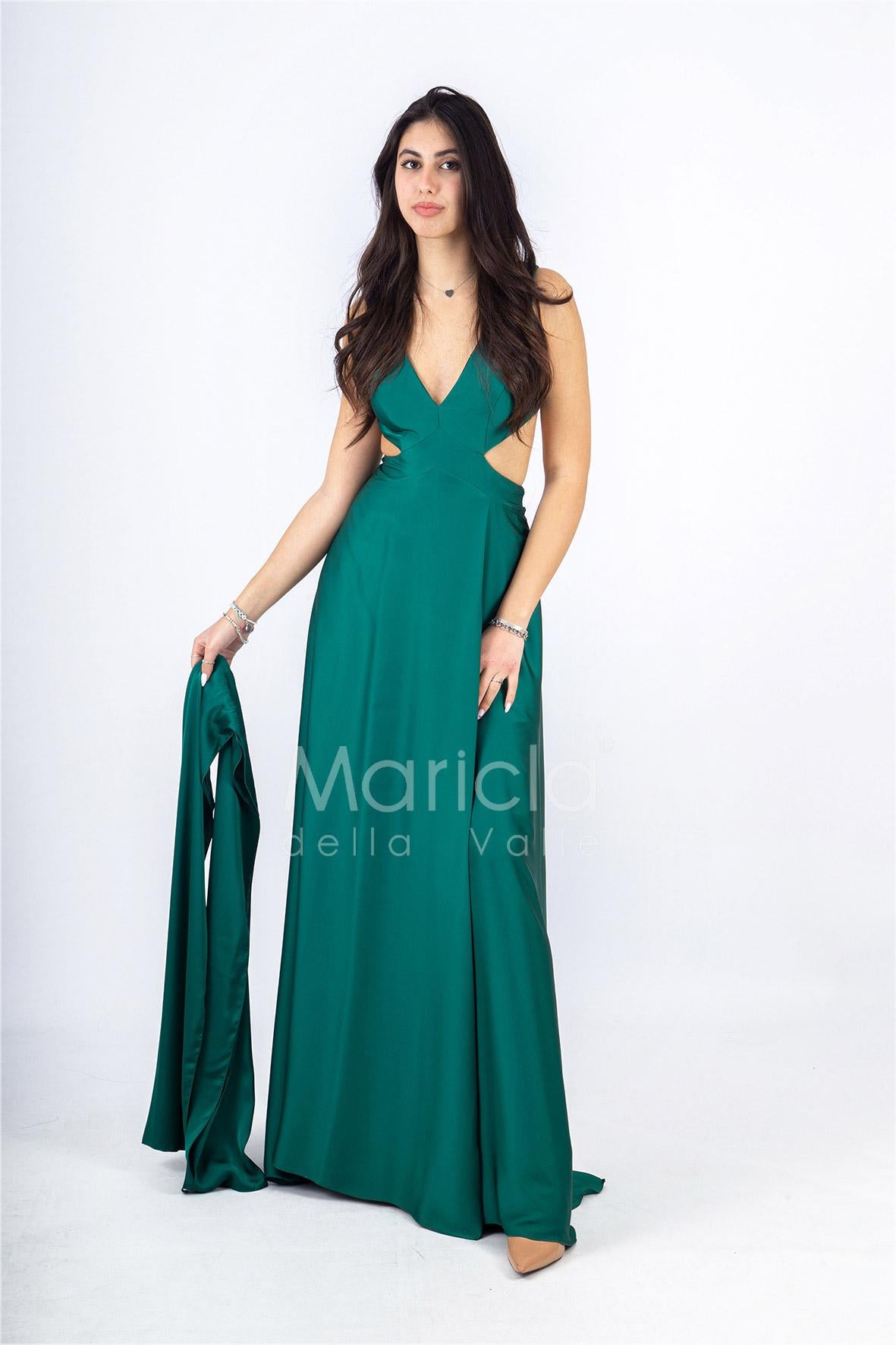 lungo scollato unito LH725 VERDE LUDOVICA HASSLER 