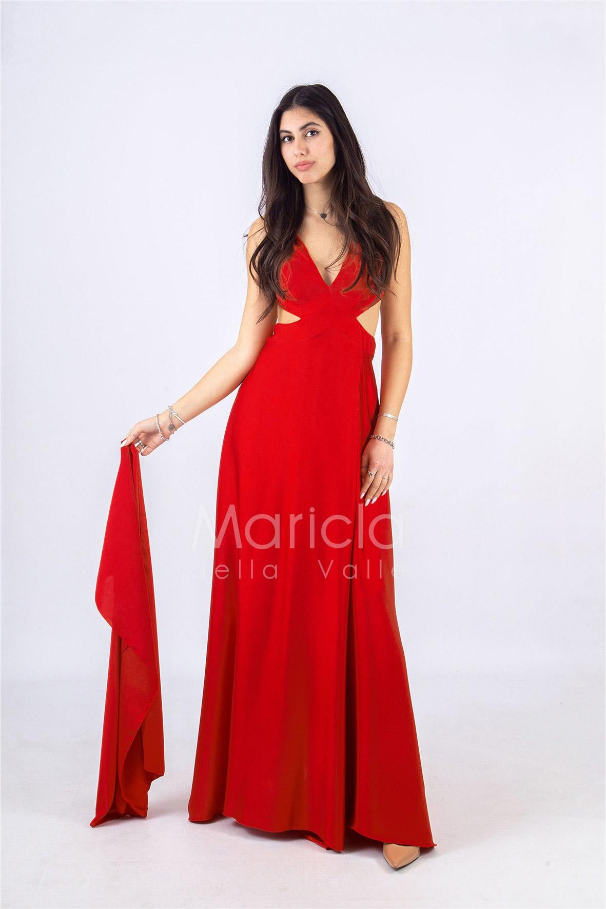 lungo scollato unito LH725 ROSSO LUDOVICA HASSLER 