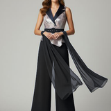 tuta con corpetto paiette fantasia LH108 NERO LUDOVICA HASSLER 