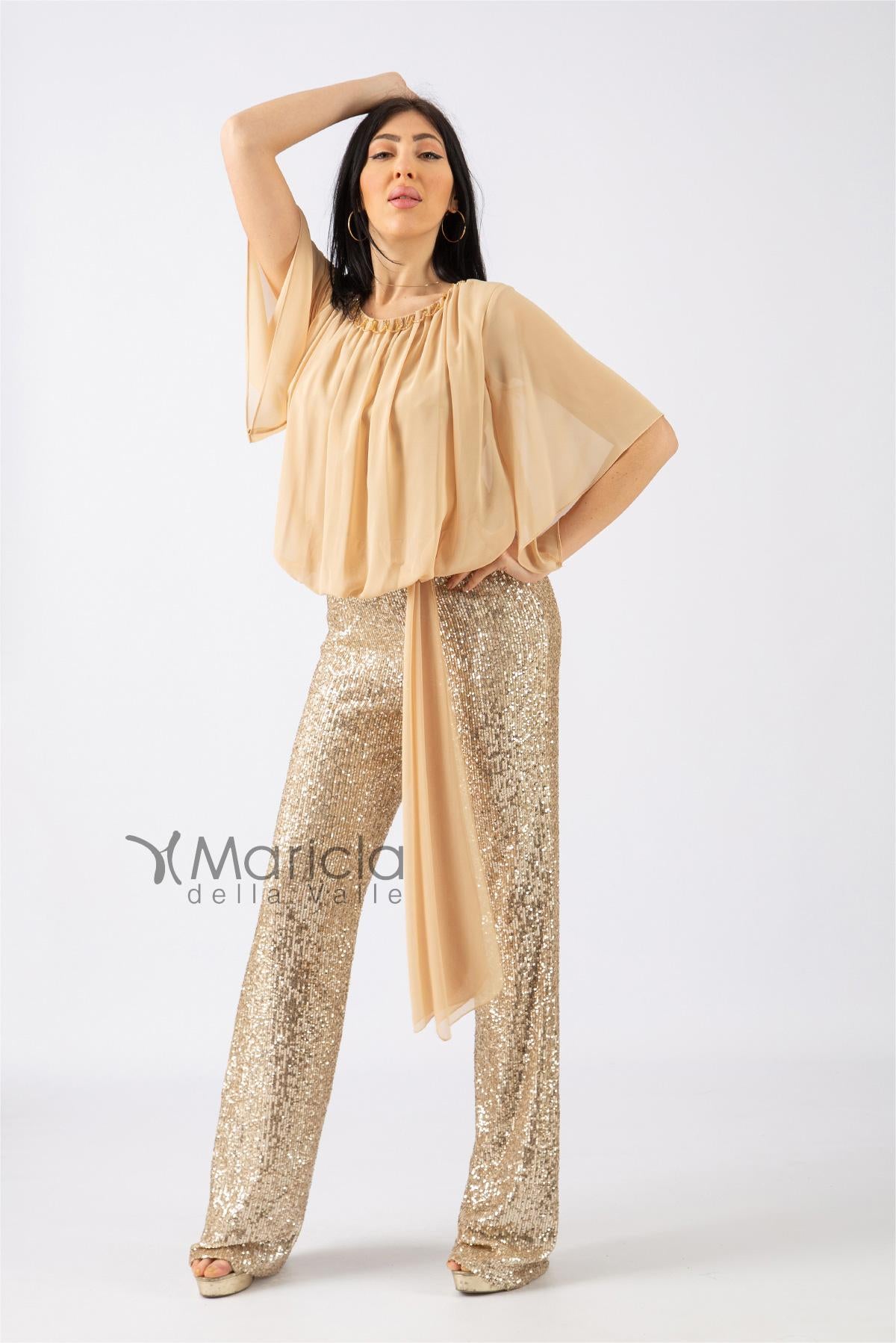 Tuta con pantalone paillettes LDR7 ORO LES DEMOISELLES 