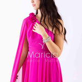 abito lungo fiore chiffon FI7401 FUCSIA MARICLA ELEGANCE 