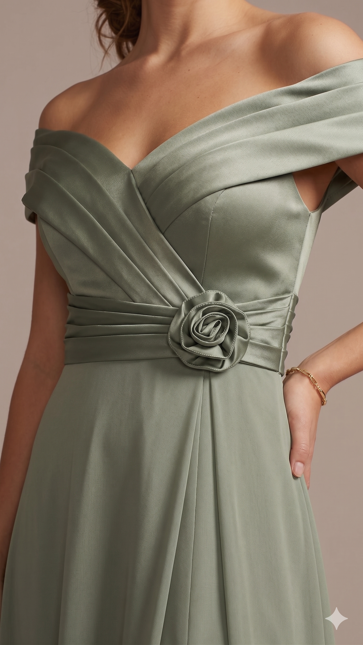 abito scollo omerale con fiore ALC08 ORIGANO MARICLA ELEGANCE 