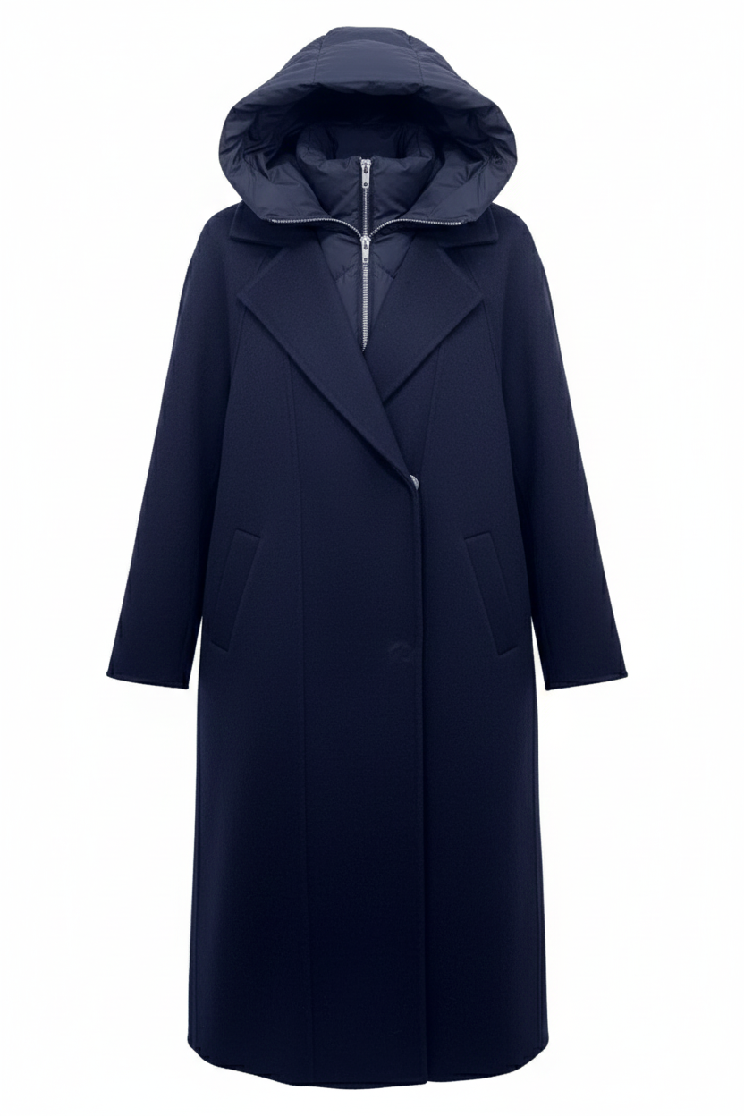 cappotto lungo doppio petto con piumino AZ70CA BLU MARICLA 