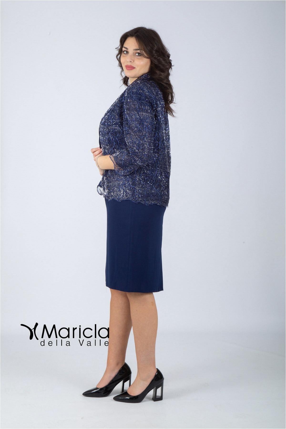 tubino con giacca floreale GU45002 BLU MARICLA ELEGANCE 