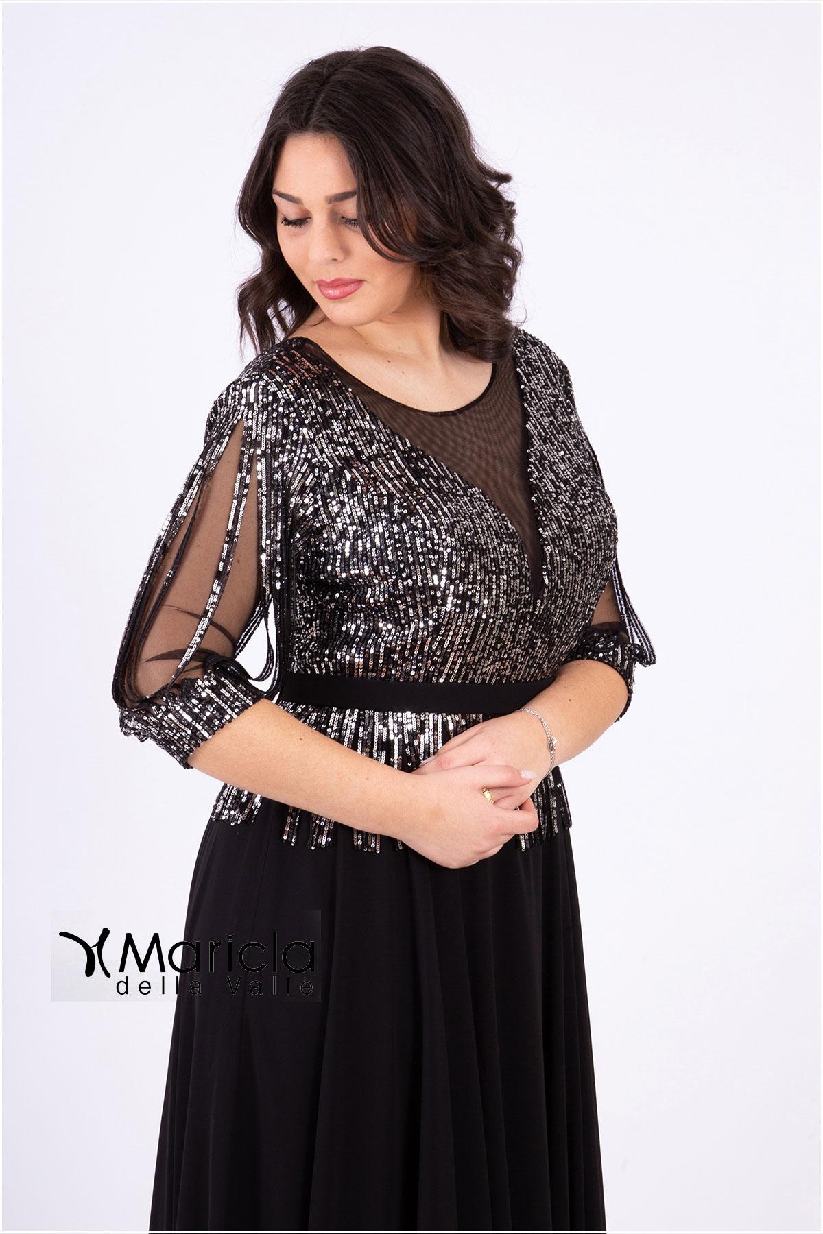 lungo con manica paiette JC34810 NERO MARICLA ELEGANCE 