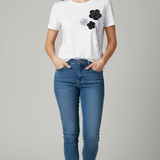 T-shirt fiore appilcato CF50102 BIANCO CARLA FERRONI 