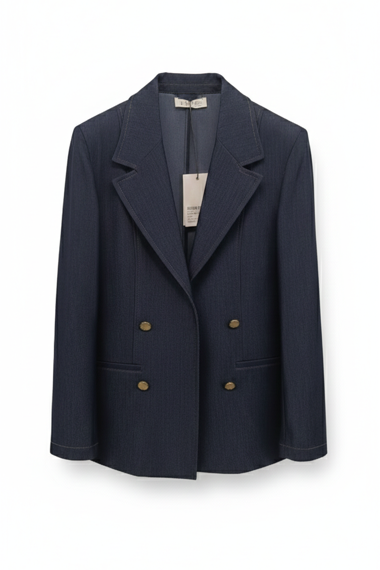Giacca Blazer Doppiopetto in Denim Tech ROMI4163 BLU MARICLA 