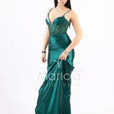 abito lungo corpetto corsetto in strass FP839019 VERDE MARICLA ELEGANCE 