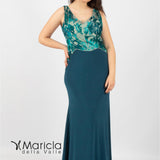 Abito lungo ricamo MARICLA77AB PETROLIO MARICLA ELEGANCE 