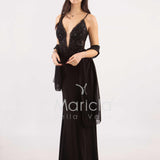 abito sirena corpetto ricamato ANT20412XJ NERO ANTILLE ELEGANCE 