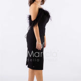 tubino con piume CAR58214 NERO MARICLA ELEGANCE 