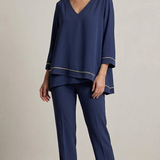 casacca con fascia raso e pantalone LH305 BLU LUDOVICA HASSLER 