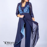 man.3/4 ricamo PF112 BLU PAOLA FORTI 