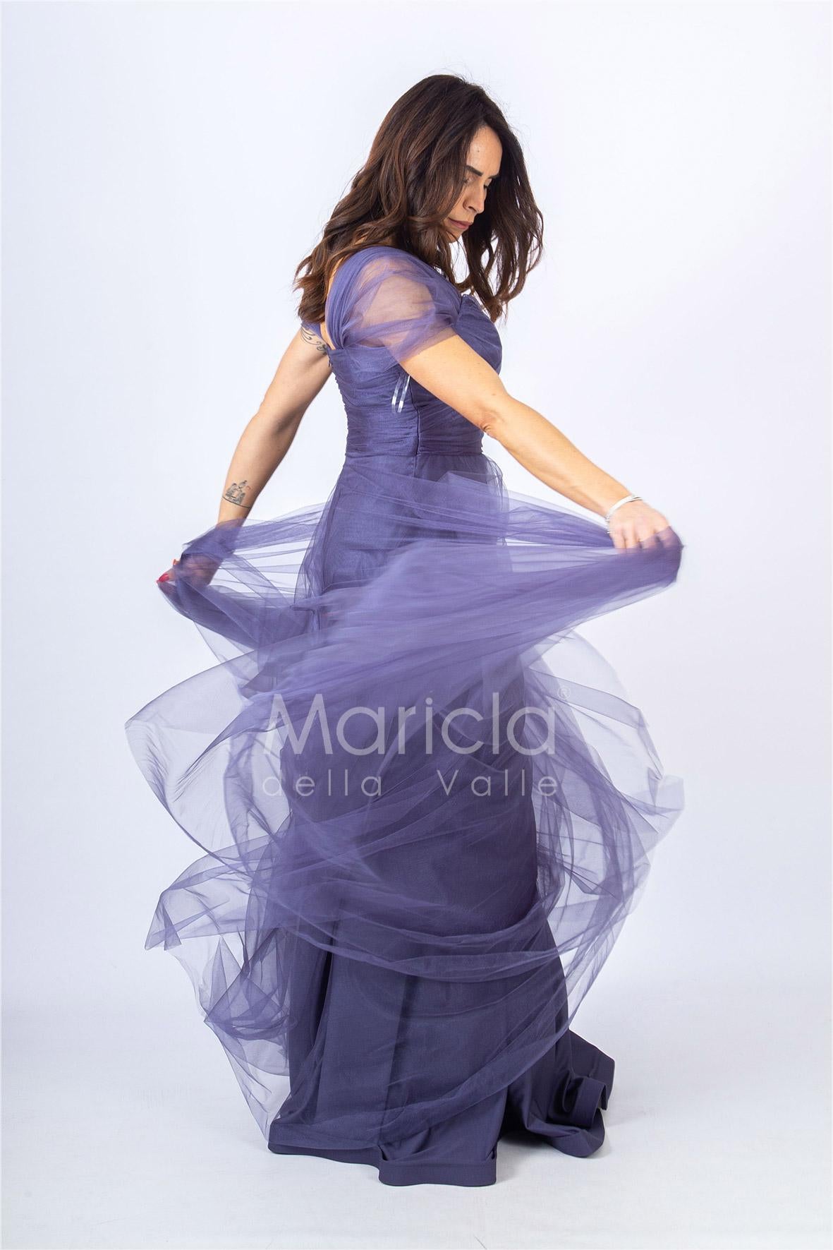 abito incrocio organza JC34898 INDACO MARICLA ELEGANCE 