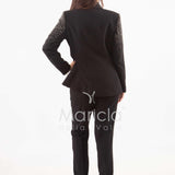 Tailleur con pioggia di strass Completo 3 pezzi SH409 NERO SHARON 