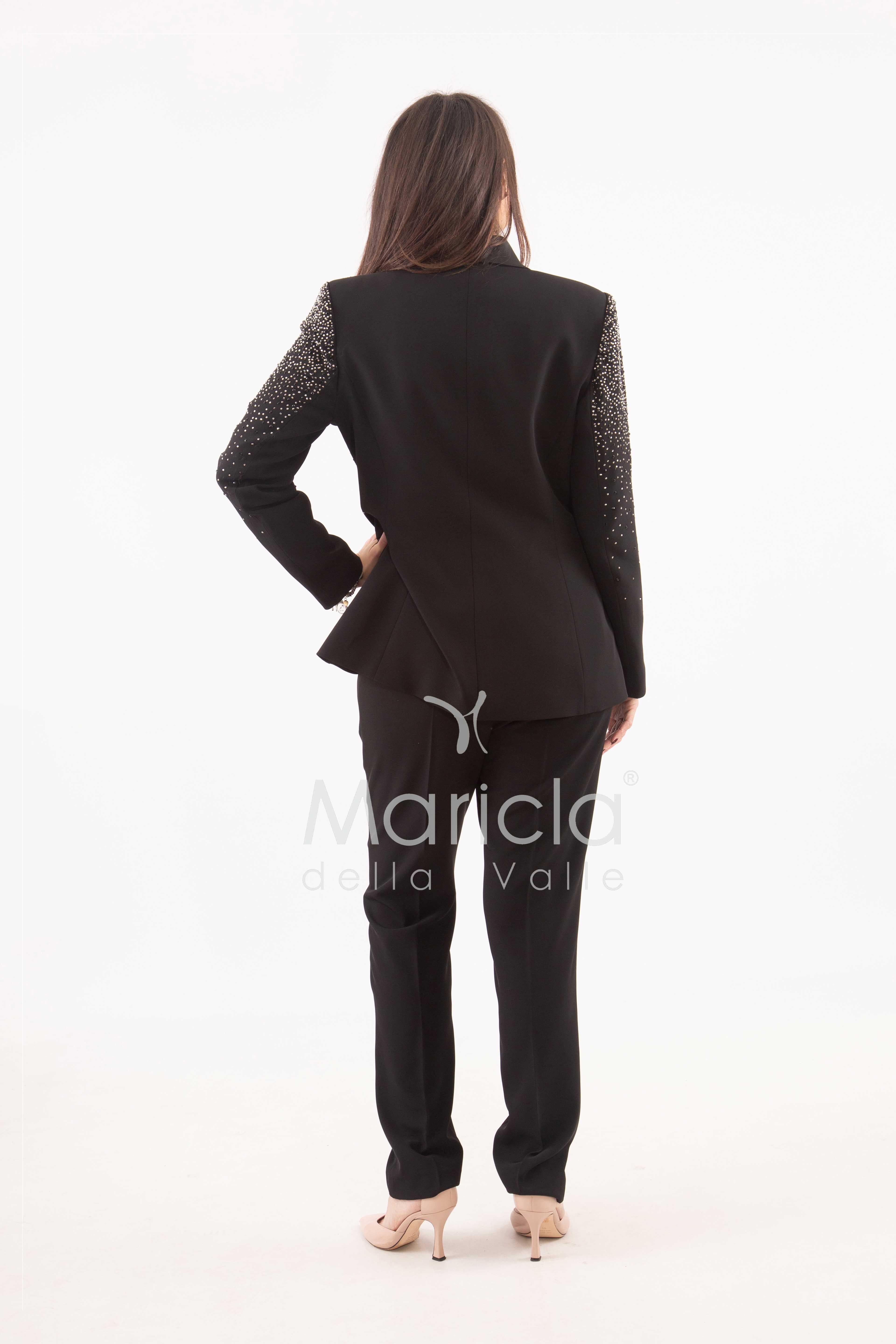 Tailleur con pioggia di strass Completo 3 pezzi SH409 NERO SHARON 