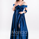 abito lungo con triangolo pietre JC35147 BLU MARICLA ELEGANCE 