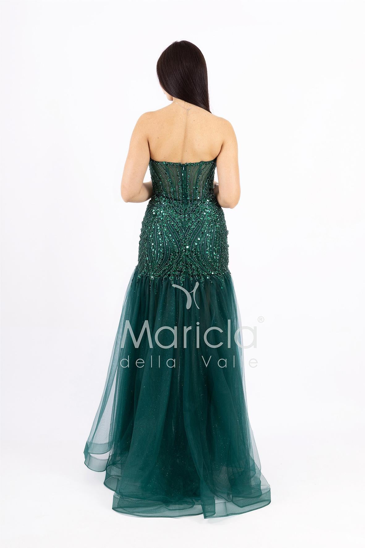 abito toulle e paiette FP881009 VERDE MARICLA ELEGANCE 