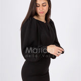abito midi scollato manica lunga CAR58157 NERO MARICLA ELEGANCE 