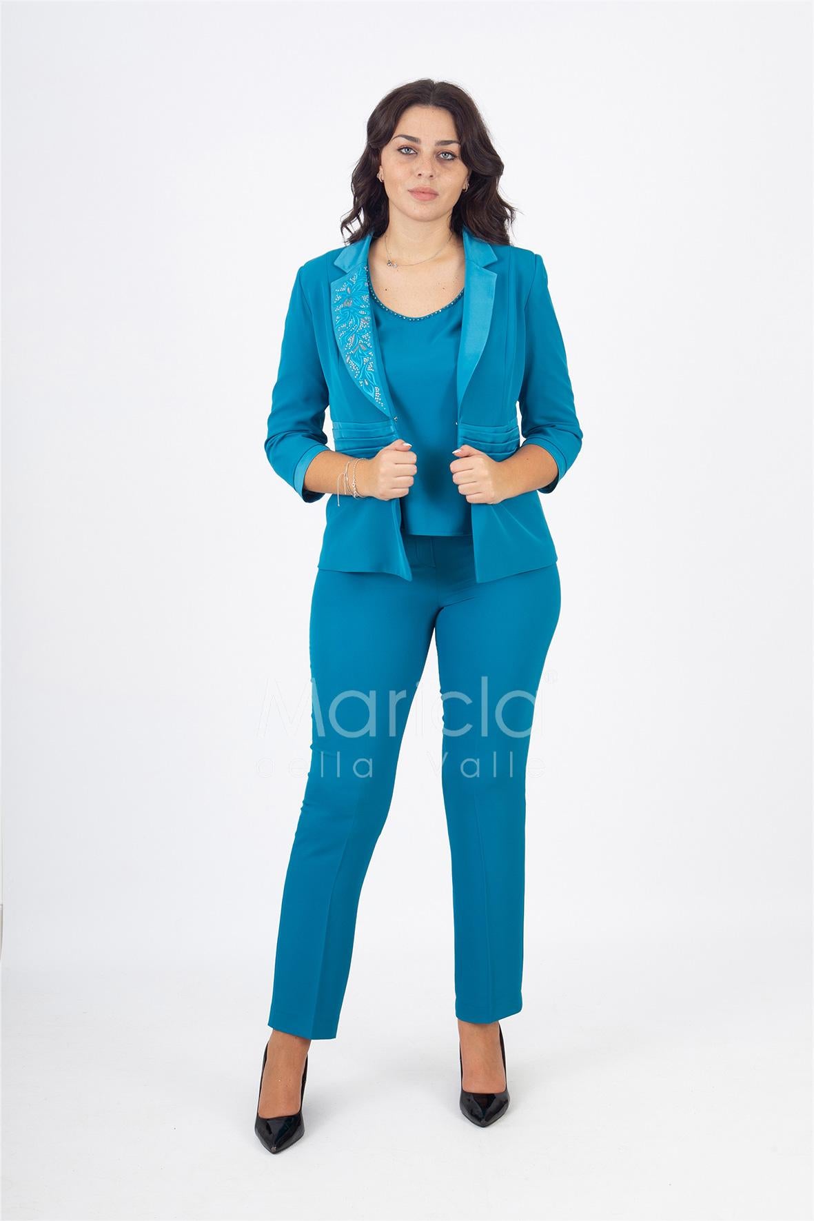 tailleur 3pz ricamo PF400TP SMERALDO PAOLA FORTI 
