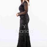 abito manica lunga ricamato FI7485 NERO MARICLA ELEGANCE 