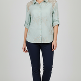 Camicia Ricami Floreali e Inserti in Pizzo DALIA MENTA MARICLA 