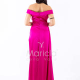 abito con strass scollo FI7443 FUCSIA MARICLA ELEGANCE 