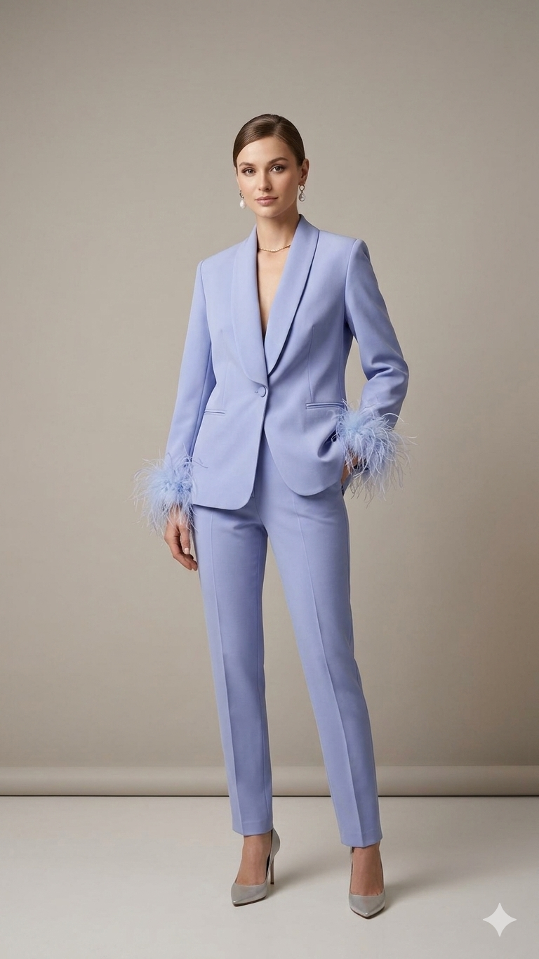tailleur smoking con piume AD09326 GLICINE MARICLA 