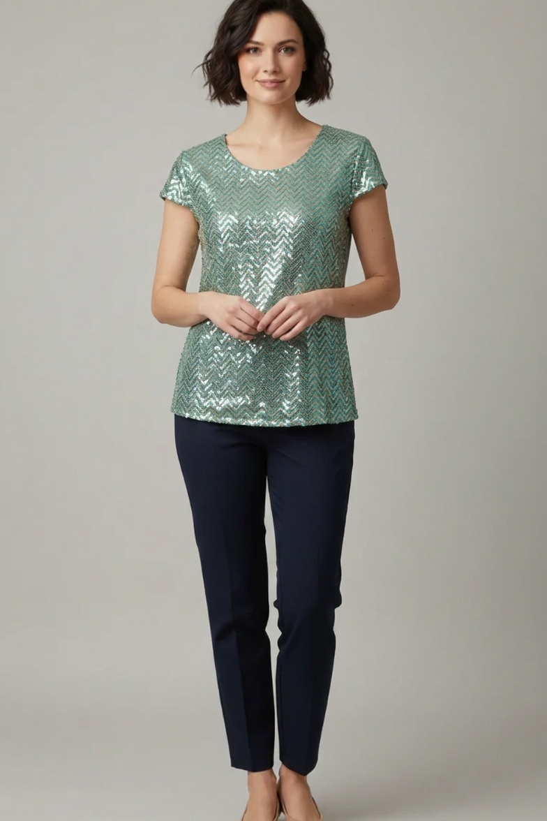 Top in Paillettes a Fantasia Chevron DB10892 ORIGANO MARICLA 