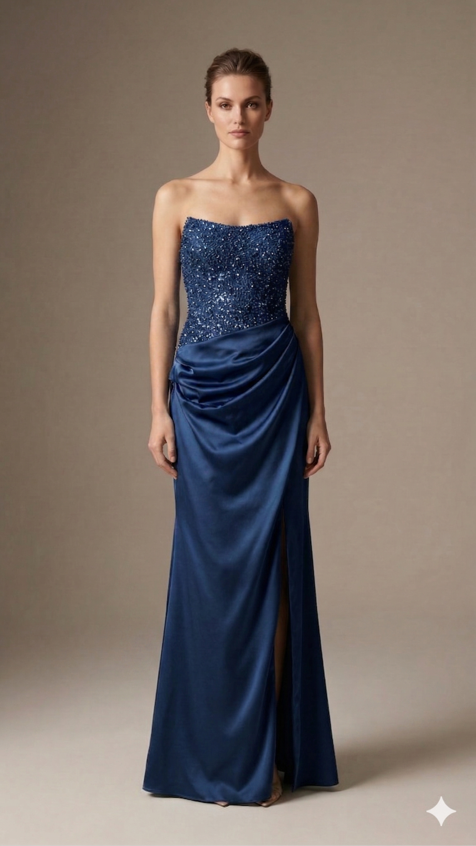 abito lungo con corpetto paiette CAR58539 BLU MARICLA ELEGANCE 