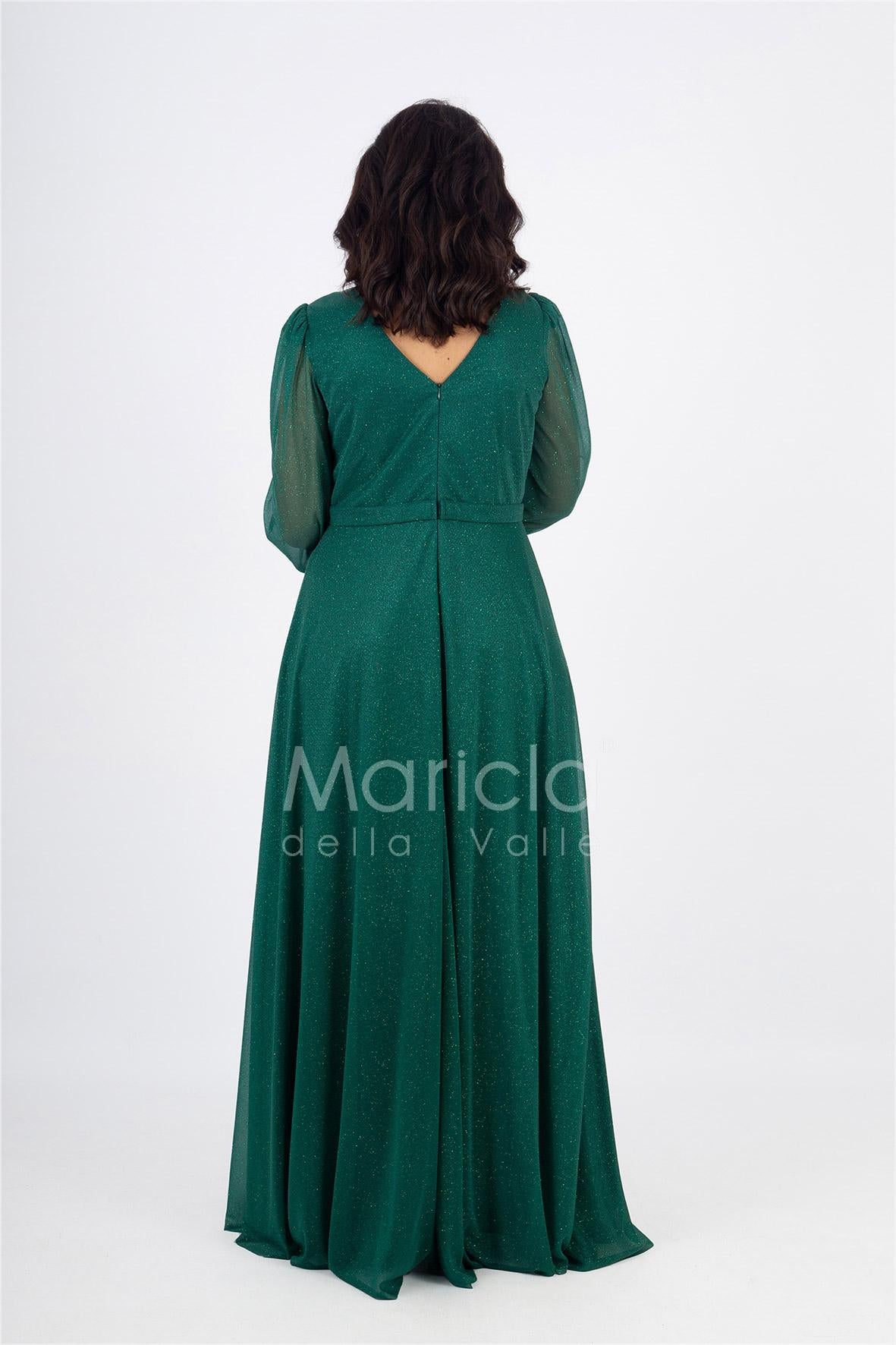 abito manica lunga glitter FI7219 VERDE MARICLA ELEGANCE 