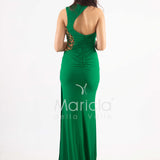 abito lungo drappeggiato catena ANT3225Y VERDE ANTILLE ELEGANCE 