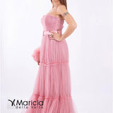 lungo toulle c/cintura AR3095 ROSA MARICLA ELEGANCE 