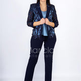 Completo 3 pezzi Ricamato PF414 BLU PAOLA FORTI 