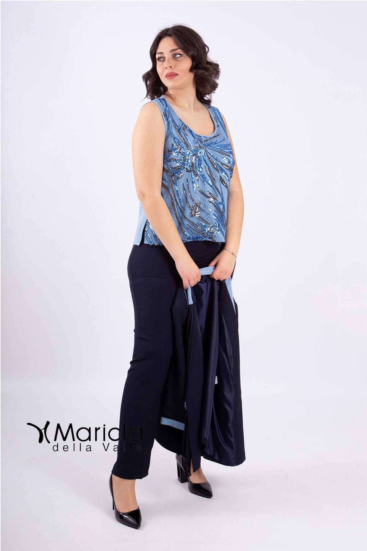 tailleur bicol 3 pezzi PF3300 BLU PAOLA FORTI 