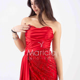 abito lungo paiette cuore HC7459 ROSSO MARICLA ELEGANCE 