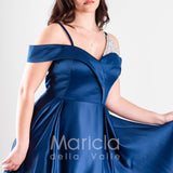 abito lungo con triangolo pietre JC35147 BLU MARICLA ELEGANCE 