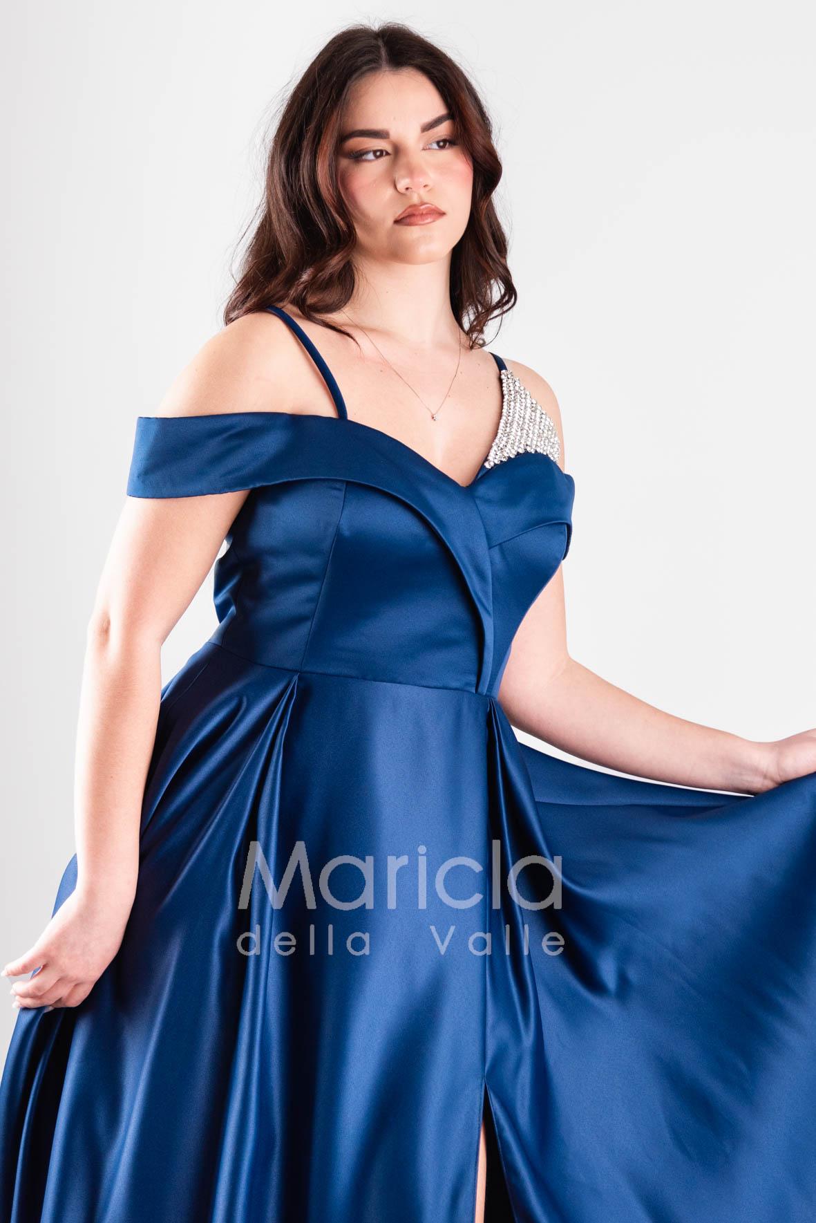 abito lungo con triangolo pietre JC35147 BLU MARICLA ELEGANCE 