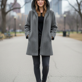 cappotto diagonale cappuccio fantasia DB10709 GRIGIO MARICLA 