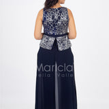 tuta con baschina effetto glitter PF508 BLU PAOLA FORTI 