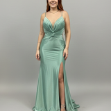 Abito Sirena con spacco e nodo alla schiena JC35451 MENTA MARICLA ELEGANCE 