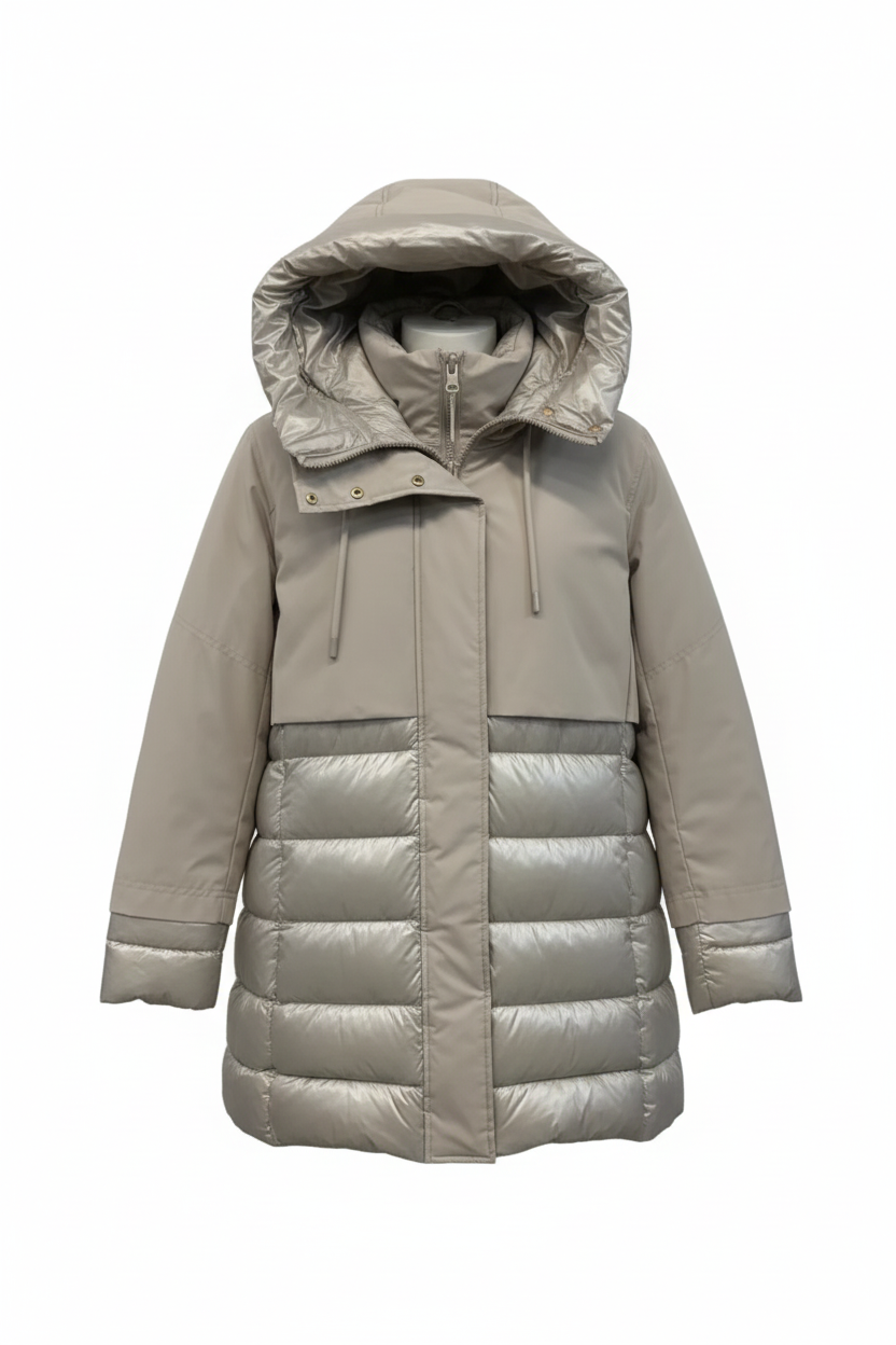 Giaccone trapuntino con cappuccio LIN3406 PANNA LINDAS 