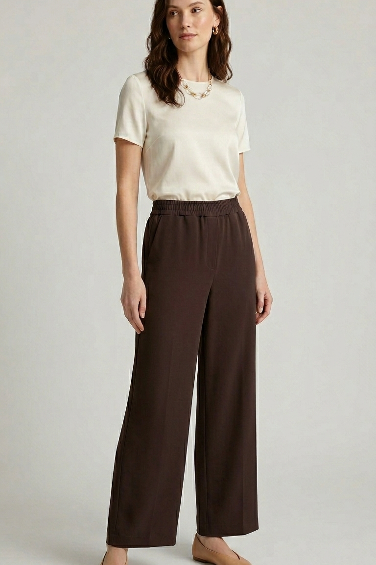 pantalone palazzo tutta molla fluido ROMI5426 MORO MARICLA 