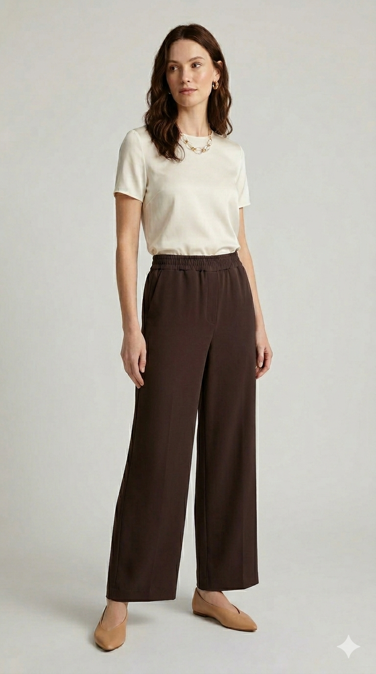 pantalone palazzo tutta molla fluido ROMI5426 MORO MARICLA 