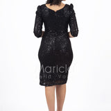 abito manica 3/4 paiette JC35026 NERO MARICLA ELEGANCE 