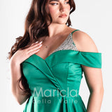 abito lungo con triangolo pietre JC35147 VERDE MARICLA ELEGANCE 