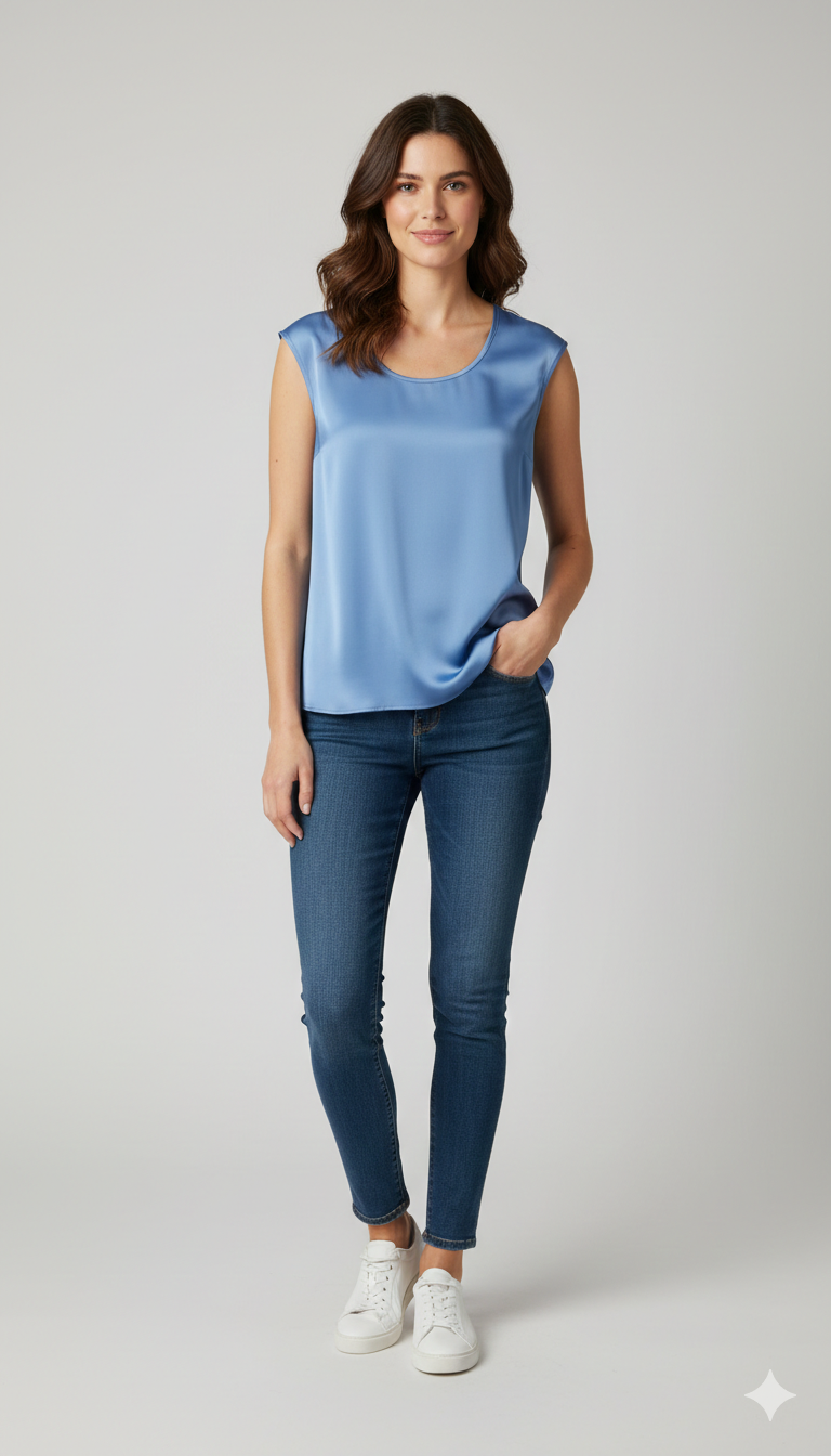 Top Elegante in Satin a Taglio Vivo LES1432 POLVERE MARICLA 