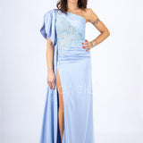 abito sirena monospalla ricamato ANT22407XJ POLVERE ANTILLE ELEGANCE 
